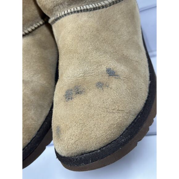 Ugg Bailey Button Triplet Brown Bomber Boot Sheepskin Shearling Lined Sz 6 Tall - Picture 5 of 13